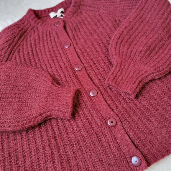 (sold) Sezane Emile Alpaca + Wool 🐑❤️🦙 Cardigan, Burgundy Large - Picture 5 of 12